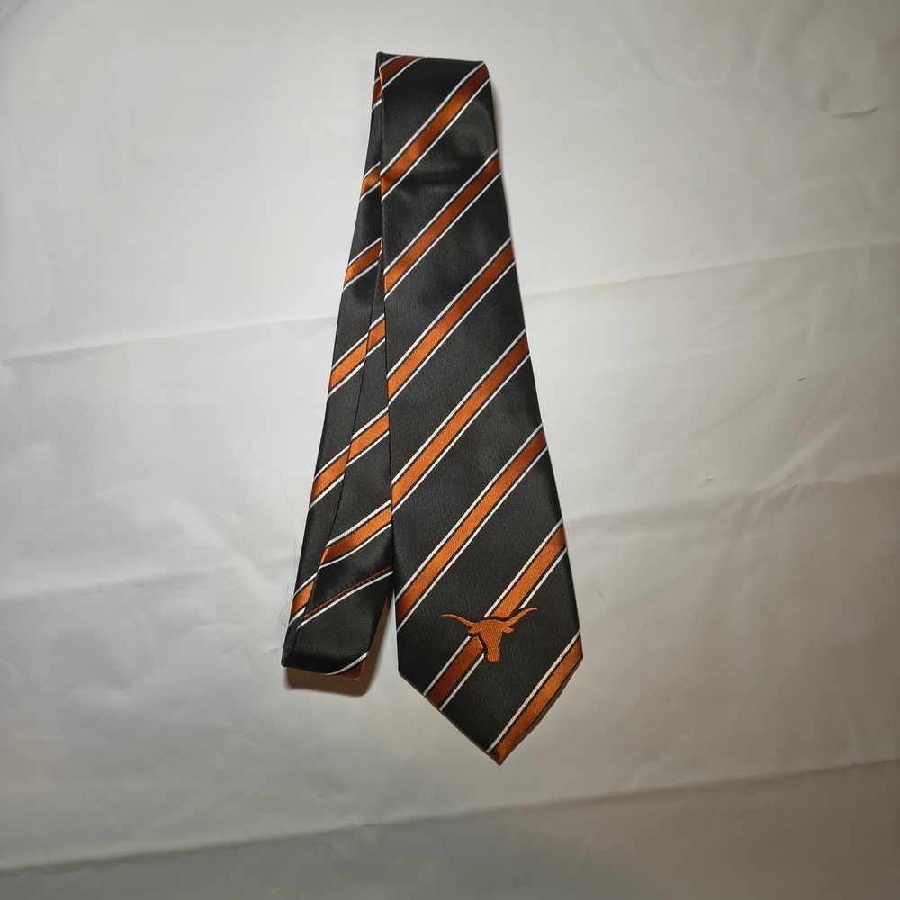 Eagles Wings Texas Longhorns Mens Necktie Burnt Orange Black Striped Silk Feel